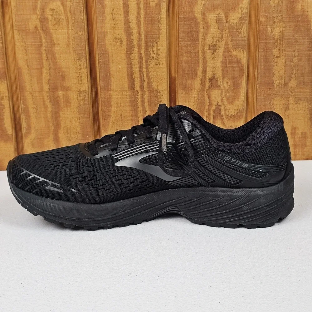 Brooks Adrenaline GTS 18 Mens 10 D All Black Running Shoes 1102711D026